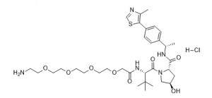 (2S,4R)-1-((S)-17-amino-2-(tert-butyl)-4-oxo-6,9,12,15-tetraoxa-3-azaheptadecanoyl)-4-hydroxy-N-((S)-1-(4-(4-methylthiazol-5-yl)phenyl)ethyl)pyrrolidine-2-carboxamide hydrochloride