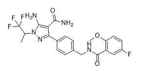 1H-Pyrazole-4-carboxamide, 5-amino-3-[4-[[(5-fluoro-2-methoxybenzoyl)amino]methyl]phenyl]-1-(2,2,2-trifluoro-1-methylethyl)-