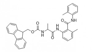 (9H-fluoren-9-yl)methyl (1-((3-methyl-2-(o-tolylcarbamoyl)phenyl)amino)-1-oxopropan-2-yl)carbamate Molecular Weight: 533.63