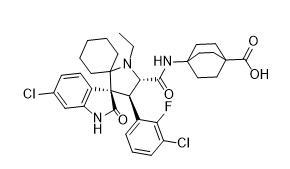 4-((3′S,4′R,5′S)-6”-chloro-4′-(3-chloro-2-fluorophenyl)-1′-ethyl-2”-oxodispiro[cyclohexane-1,2'-pyrrolidine-3',3''-indoline]-5′-carboxamido)bicyclo[2...